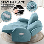 VANSOFY Recliner Loveseat Cover, 6-Pieces Stretch Dual Recliner Sofa Cover Soft Jacquard Reclining Couch Slipcover Furniture Protector with Elastic Bottom for Kid, Pets(2 Seat,Light Blue)