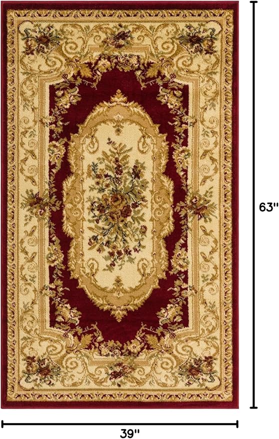 Rugs.com Chateau Collection Rug – 3' x 5' Red Medium Rug Perfect for Entryways, Kitchens, Breakfast Nooks, Accent Pieces