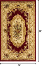 Rugs.com Chateau Collection Rug – 3' x 5' Red Medium Rug Perfect for Entryways, Kitchens, Breakfast Nooks, Accent Pieces
