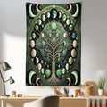 Ambesonne Green Tapestry, Moon Phases Around a Tree of Life Enhance Night Boho Astrology Design Print, Fabric Wall Hanging Decor for Bedroom Living Room Dorm, 30" X 45", Black Ecru and Blue