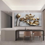 Large Wall Art For Living Room Floral Wall Artwork Modern Canvas Art Wall Decor 29" X 58" Painting Gold Flower Wall Art For Bedroom Hotel Office Apartment Decoration