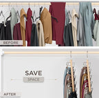 MORALVE Skirt Hangers Space Saving with Clips - 2 Pack - European Beechwood 5-Tier Hanger for Shorts, Skirts, and Pants - Closet Organizer and Storage Solution for Women with 360° Swivel Hook