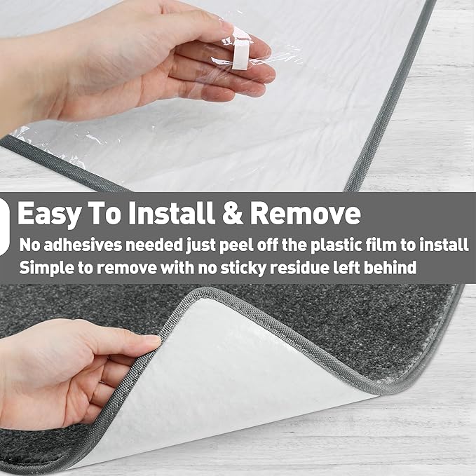 PURE ERA Carpet Stair Treads Tape Free Non Slip Indoor Stair Carpet Stair Protectors Pet-Friendly Non-Slip Skid Resistant Washable Reusable 8" x 30"(14 Pieces,Dark Gray)
