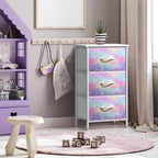 Sorbus Nightstand with 3 Drawers - Bedside Furniture & Accent End Table Chest for Home, Bedroom Accessories, Office, College Dorm, Steel Frame, Wood Top, Pastel Fabric Bins