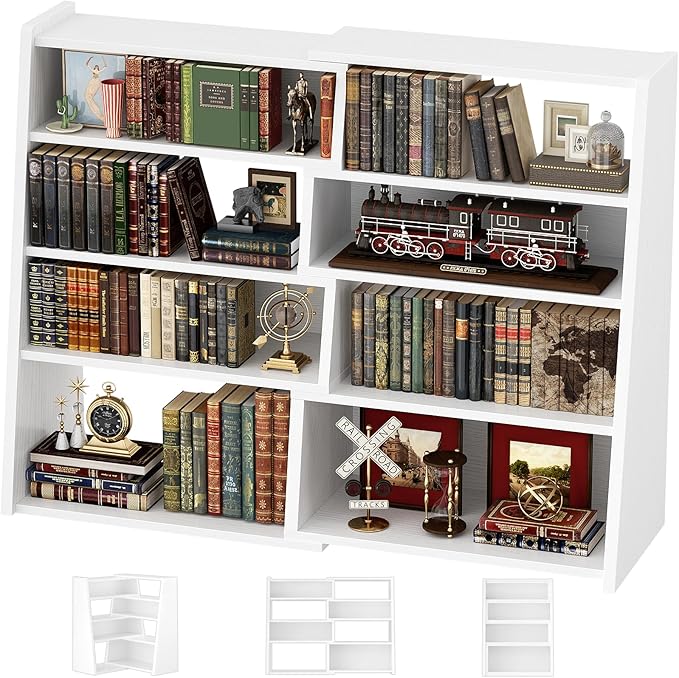 Armocity Book Shelf - Small Expandable Ladder Shelf, Short Corner Bookshelf for Small Spaces, 5 Tier Wood Narrow Bookcase, for Living Room, Bedroom, Entryway, White