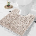 Yimobra Toilet Rugs U Shaped Washable, Extra Thick Soft Absorbent Chenille Contour Bathroom Rugs for Toilet 24x20 Inch, Quick Dry Non Slip Toilet Mat for Bath Floor, Khaki