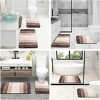 OLANLY Bathroom Rug Set 2 Piece, Soft Absorbent Microfiber Bath Rug Set, Non-Slip, Machine Wash Dry, Plush Shaggy Bath Mats for Bathroom (30"x20"+24"x16", Brown)