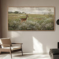 Vintage Wall Art for Living Room Farmhouse Wall Art, Country Wall Decor, Deer Art - Rustic Nature Canvas, Large Landscape Pictures for Bedroom Framed Artwork for Walls 29×58IN