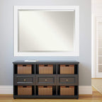 Amanti Art White Wall Mirror 35x45 Corvino White Rectangle Bathroom Mirror for Wall Decor Living Room, X-Large Modern Wood Frame, Hangs Horizonally and Vertically, Bathroom Decor, Beveled Edge