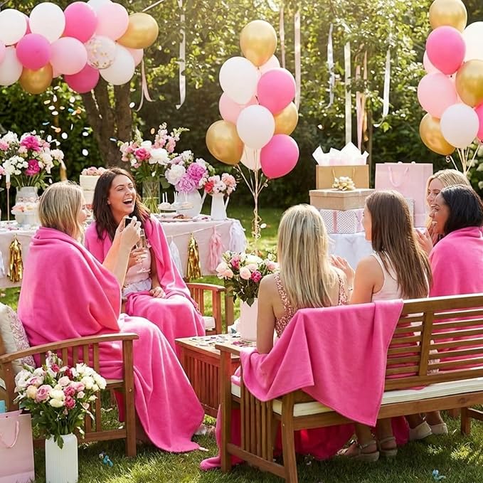 Shimeyao 24 Packs Fleece Throw Blanket Soft Warm Lightweight Fleece Blanket Cozy Throw Bulk for Bed Couch Sofa Home Office Wedding Gifts Suitable for Seasons, 50 x 60 Inches(Azalea Pink)