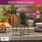 Plate Stands for Display-2 Pack 6 Inch Black Metal- Book Holder & Book Stand for Table, Racks-Trendy & Sturdy Display Stand for Decorative Art Plate, Tablets-Picture Stand for Party Decor (Black, 2 Pack 6 Inches)