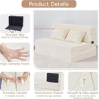 Folding Sofa Bed, 4 in 1 Convertible Sleeper Chair with Pillow, Twin Memory Foam Fold Out Chair Bed, Modern Floor Futon Sofa Couch Mattress for Living Room/Guest/Apartment, Beige