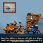 Steampunk Steamship Lighting Building Bricks Set - Steamboat Model Pirate Ship Destroyer Playset Collection Display kit with Minifigures 1792 Pcs for Adults & Teens & Steampunk Lovers