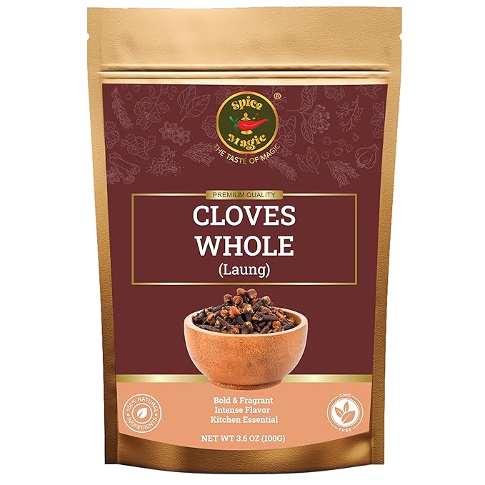 Spice Magic Cloves Whole 3.5 oz (100g) | Pure, Non-GMO, Premium Quality | Aromatic & Richly Flavored | Perfect for Cooking, Baking, Clove Tea, Pomander Balls & Potpourri.