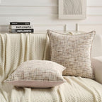 FUTEI Beige Brown Decorative Throw Pillow Covers 24x24 Inch Set of 2,Soft Chenille Tweed Textured Euro Pillow Shams,Modern Home Decor for Couch Bed Living Room