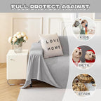 MYSKY HOME Couch Covers Couch Cover 3 Cushion Sofa, Couch Covers for Pet, Dog Couch Protector, L Shape Sofa Cover Non Slip Sofa Slipcover Washable Furniture Covers for Pets, 91"x 150", Light Grey