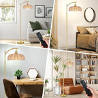 Gold Floor Lamp for Living Room with Remote,Unique Vintage Standing Tall Lamp,Mid Century Modern Floor Lamps Arc Glass Floor Lamps for Office Corner
