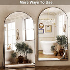 HARRITPURE 86x46 inch Full Length Mirror - Oversized Arched Mirror Aluminum Frame Full Body Floor Mirror with Stand for Living Room,Bedroom,Cloakroom,Black