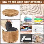 2 Pcs 20 x 15 Inch Unstuffed Pouf Cover Ottoman Foot Rest - No Filler, Faux Rabbit Fur Foot Stool Floor Bean Bag Floor Chair Storage for Living Room Bedroom Home Decor(Brown)