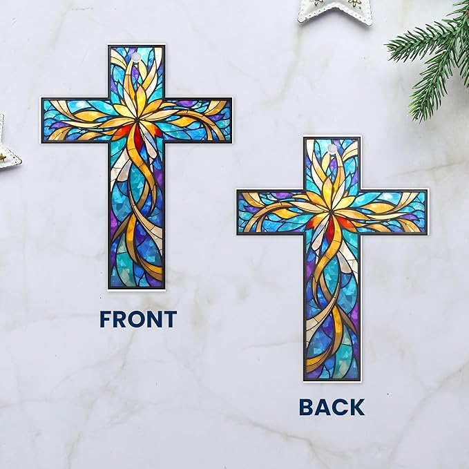 FLAGWIX Christmas Christian Gifts for Women Faith - Acrylic Ornaments 2025 for Tree Decorations - Cross Christmas Ornament, Catholic Spiritual Religious Gifts for Mom Grandma, Christian Gift Ideas