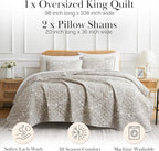 Southshore Fine Living, Inc. Ashanti Collection Oversized King Quilt Bedding Set, Soft Fabric, Lightweight Bedspread 3-Piece, Two Matching Shams (108 in Wide x 98 in Long), Cal/King Quilt Sets, Bone