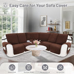 Reclining Sectional Couch Covers 100% Waterproof Velvet L Shape Recliner Sofa Cover for Dogs Pets Washable Anti Slip Recliner Slipcovers with Pockets (5 Seat Sofa with 1 Console, Dark Coffee)