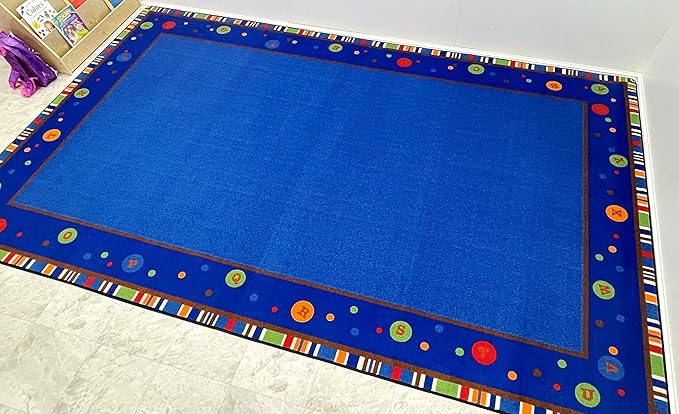 KIDCARPET.COM ABC Dots Rectangle Classroom Rug | Bordered Area Rug for Preschool Daycare Learning, 4' x 6'