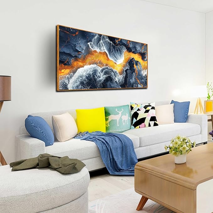 ZHAOSHOP Abstract Wall All Large Black and Gold Wall Decor for Living Room - Home Office Wall Decor With Wooden Frames Size 29" x 59"
