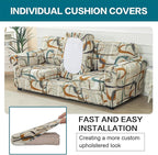 KRFOONN 4 Piece Printed Sofa Couch Cover for 3 Cushion Couches Stretch Sofa Slipcovers with 3 Separate Seat Cushion Covers Washable Furniture Protector with Elastic Bottom (Sofa, 52)