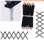 Dseap Accordian Wall Hanger: 16” High Wooden Wall Expandable Coat Rack, Hat Rack Holder, Accordion Hook for Baseball Caps, Coats, Mugs, 20 Peg Hooks, Black & White