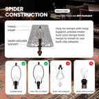 ALUCSET Bell Lamp shade, Large Metal Lampshade(Spider Fitter) Square Cut Corner, (7+9)" Top x (10.25+16)" Bottom x 12.25" High,Etched Forest Lamp Shades Replacements for Table Lamps and Floor Lamps