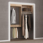 Modular Closet Organizer, 64" Wide Hanging System, Wood Tower Storage for Walk In & Bedroom Closets, Wall Mounted Wardrobe Organizer