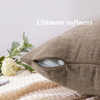 GAWAMAY Decorative Square Throw Pillow Covers Set of 2, Super Soft Chenille Farmhouse Fall Pillowcase for Living Room Bedroom Sofa Couch Home Decoration Cushion Cover Taupe Grey 55x55cm/22x22