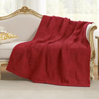 Amélie Home Checkered Chenille Knit Throw Blanket for Couch, Classic Texture Decorative Soft Blanket for Sofa, Chair & Bedroom, 50"x60", Christmas Red
