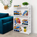 White Bookcase by Natural Wood, 4 Tier Bookshelf, Small Book Shelves Freestanding Display Storage Shelves. Open Bookshelf for Bedroom, Living Room and Office (White, 4 Tier)