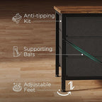 Huuger 9 Drawer Dresser, 55 Inch TV Stand for 55, 60 Inch TV, Entertainment Center with Drawers, Large Storage Fabric Dresser for Bedroom, Closet, Rustic Brown