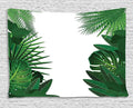 Ambesonne Leaf Tapestry, Exotic Fantasy Hawaiian Tropical Palm Leaves Floral Graphic Art Print, Wide Wall Hanging for Bedroom Living Room Dorm, 60" X 40", Green White