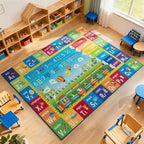 ST. BRIDGE Educational Kids Area Rug 5x7 Feet, Non Slip Play Mat Learning with ABC Alphabet, Numbers & Animals for Preschool Toddler, Soft Washable Carpet for Playroom Nursery Classroom Bedroom
