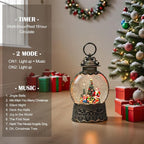 Santa Snow Globe Christmas Decorations Indoor Santa Claus Gifts Classic Relief Texture Musical Glitter Snowfall USB/Battery Timer Lantern 10.6 inch
