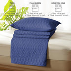akkialla Full/Queen Size Quilt Bedding Set,Navy Blue Lightweight Microfiber Soft Bedspread,Modern Style Geoetric Pattern Coverlet Set for All Seasons,3 Piece(1 Quilt,2 Pillow Shams)