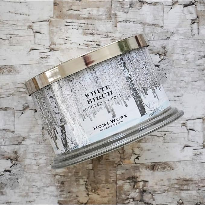 HomeWorx by SLATKIN + CO. Candle- White Birch, 18 oz. Premium Scented Candle - 30-55 Hours Burn Time