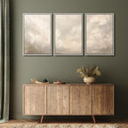MUDECOR Framed Wall Art Print Set Neutral Cloudscape Soft Beige Abstract Sky Illustrations Modern Art Boho Decorative Colorful Chic for Living Room, Bedroom, Office - 24"x36"x3 White