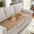 H.VERSAILTEX Couch Cover Chenille Pet Fuzzy Sofa Covers for 3 Cushion Couch Anti Slip Washable Sofa Slipcovers with Strap Soft Couch Protector Cover for Dogs Cats Kids(27.6" x 82",Khaki)