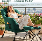 Lazy Chair with Ottoman, Large Lounge Accent Chair with Ottoman and a Throw Pillow, Dark Green Reading Chair for Living Room Bedroom Dorm Room Office Apartment Relaxing Use