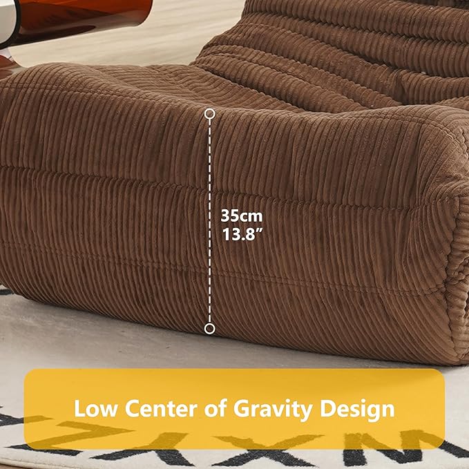 N&V Fireside Mid Century Armless Floor Sofa, Soft Premium Corduroy Floor Lounge Chair, Foam Sofa Accent Chair for Living Room Bedroom and Office (Red)
