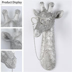 UITWMKTG Silver Animal Head Wall Decor Modern Home Decor Resin Animal Sculptures Wall Mount Vintage Head Wall Art for Living Room Hanging Decoration Giraffe