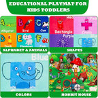 ABC Kids Rug for Playroom 59"×39.4" Hobbit House Educational Kids Playmat Alphabet Animal & Shape Learning, Premium Non-Slip Playmat for Toddlers Letters Farm Animals Color Classroom Carpet