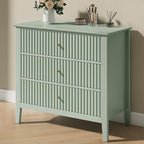 Large Sage Green 3 Drawer Dresser, Painted 30 Inch Tall Wood Nightstand with Storage, Wide Modern Chest of Drawers with Ball Bearing Slide for Bedroom Hallway Living Room Entryway Office