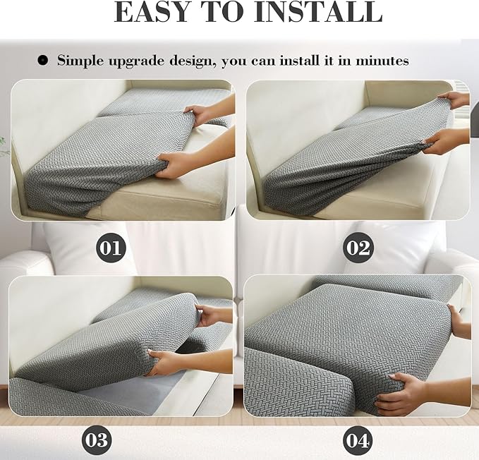 Sofa Covers Couch Covers for Sofa Pet Friendly Couch Cushion Covers Universal Sofa Covers Washable Stretch Slipcovers for Sectional Sofa (Texture Brown, 3 Seats + Chaise Cover)