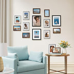 Vittanly 15 Pack Picture Frames Collage Wall Decor for Mounting or Tabletop Display, Gallery Frame Set for Family, Multi Sizes Including 3pcs 8x10, 6pcs 5x7, 6pcs 4x6, Black, Brown and Grey